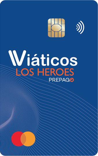 Frente de la Tarjeta Prepago Viáticos Mastercard de Los Héroes Prepago